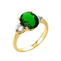 Yellow 9 ct Gold Emerald (LCE) and White Topaz Gemstone Engagement Ring BII