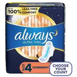 Always Ultra Thin Overnight Pads with Wings Size 4 Overnight Absorbency 36 Count