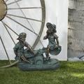 Alpine Corporation 14 Tall Indoor/Outdoor Girl & Boy Teeter Totter Statue Yard Art Decoration