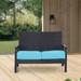 MF Studio Outdoor Patio Rattan Wicker Conversation Set Loveseat Sofa with Aqua Cushions