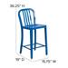 Flash Furniture 24 High Metal Indoor-Outdoor Counter Height Stool with Vertical Slat Back Blue