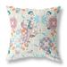 Everest Peacock Indoor/Outdoor Fabric Pillow with Zip -Off White Pink Blue 16x16