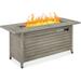 Best Choice Products 57in 50 000 BTU Rectangular Propane Aluminum Gas Fire Pit Table w/ Cover Glass Beads - Gray