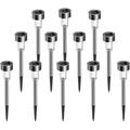 Solar Garden Lights 12 Pack Solar Lights Outdoor - Stainless Steel Outdoor Solar Lights LED Solar Powered Landscape Lighting for Yard Patio Walkway Landscape In-Ground Spike Pathway