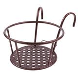 MageCrux 1PC Outdoor Hanging Basket Plant Iron Racks Fence Balcony Round Flower Pot Decor