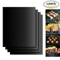 Roofei Grill Mat Set of 4 - 100% Non-Stick BBQ Grill Mats Heavy Duty Reusable and Easy to Clean - Works on Electric Grill Gas Charcoal BBQ - 15.75 x 13-Inch Black