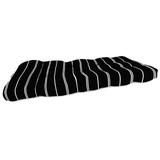 Jordan Manufacturing 44 x 18 Pursuit Shadow Black Stripe Rectangular Tufted Outdoor Wicker Settee Bench Cushion with Rounded Back Corners