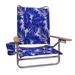 Mainstays Wood Arm Reclining Lay-Flat Beach Chair Blue Palm