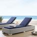 Modway Conway SunbrellaÂ® Outdoor Patio Wicker Rattan Chaise Lounge in Light Gray Navy