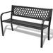 Anself 2 Person Garden Bench Patio Park Black Steel Porch Path Chair Outdoor Deck 46 x 20 x 30 (L x W x H)