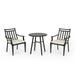 GDF Studio Brandywine Outdoor 3 Piece Bistro Set with Cushion Matte Black and Beige