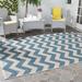 Safavieh Courtyard Bailey Chevron Indoor/Outdoor Area Rug 5 3 x 5 3 Square Blue/Beige