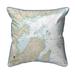 Betsy Drake 22 x 22 in. Salem - Marblehead & Beverly Harbors - MA Nautical Map Extra Large Zippered Indoor & Outdoor Pillow