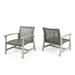 GDF Studio Savannah Outdoor Wood and Wicker Club Chairs Set of 2 Gray and Mixed Black