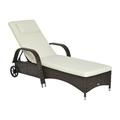 Outsunny Adjustable Wicker Sun Lounger Outdoor Recliner Chair w/ Cushion