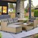 Outdoor Conversation Sets 4 Piece Patio Furniture Sets with Loveseat Sofa Lounge Chair Wicker Chair Coffee Table All-Weather Patio Sectional Sofa Set with Cushions for Backyard Garden Pool L4971