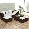 walmeck 4 Piece Patio Set with Cushions Poly Rattan Brown