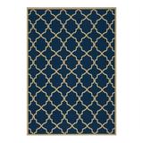 Noble House Joselyn 90x63 Indoor/Outdoor Fabric Geometric Area Rug - Navy/Ivory