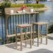 Caribbean Outdoor 3 Piece Acacia Wood Balcony Bar Set Grey