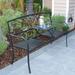 Alpine Corporation Metal Garden Bench with Retractable Table Black