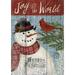 Toland Home Garden Joy to the World Snowman Christmas Winter Flag Double Sided 28x40 Inch