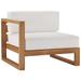 Upland Outdoor Patio Teak Wood Left-Arm Chair Natural White