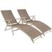 Vineego Patio Lounge Chairs Set of 2 Beach Adjustable Chaise Lounge Outdoor Pool Side Folding Recliners Beige