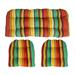 RSH DÃ©cor Indoor Outdoor 3 Piece Tufted Wicker Cushion Set Standard Bright Colorful Stripe