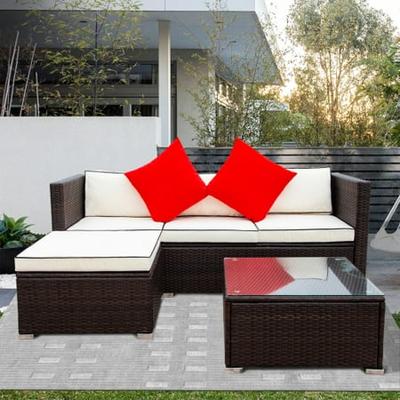 Get The 3 Piece Patio Sectional Wicker Rattan Outdoor Furniture Sofa Set From Now Accuweather - 3pc Rattan Garden Patio Furniture Set With Cover
