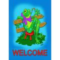 Toland Home Garden Lazy Frog Welcome Frog Flag Double Sided 12x18 Inch