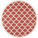 Safavieh Courtyard Amber Quatrefoil Indoor/Outdoor Area Rug 7 10 x 7 10 Round Red/Bone