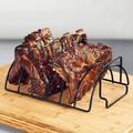 Bueautybox Non-stick Outdoor Camping BBQ Barbecue Grilling Rib Basket Stand Rack