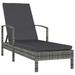 Dcenta Patio Sun Lounger with Cushion Backrest Adjustable Chaise Lounge Chair Gray Poly Rattan Garden Sunbed for Pool Beach Balcony Deck Outdoor Furniture