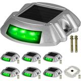 VEVOR Driveway Lights 8-Pack Solar Driveway Lights with Switch Button Solar Deck Lights Waterproof Wireless Dock Lights 6 LEDs for Path Warning Garden Walkway Sidewalk Steps LED Bright Green