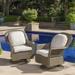 Linsten Outdoor Wicker Swivel Club Chairs with Water Resistant Cushions Set of 2 Brown