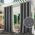 (2 Panel) Upgraded Outdoor Curtain Garden Patio Gazebo Sunscreen Blackout Curtains Thermal Insulated White Curtains with Grommet | Waterproof& Windproof&UV-protection& Mildew Resistant Grey 54*96in