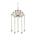 DecMode 30 Gold Mango Wood Lotus Floral Windchime with Glass Beads and Cone Bells