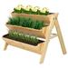 Outsunny 3-Tiers Vertical Raised Garden Bed Wooden Elevated Planter Boxes Plant Stand with Side Hooks & Storage Clapboard Drainage Holes Bed Liner for Flowers Herbs Vegetables