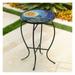 Teal Island Designs Modern Black Round Outdoor Accent Side Table 14 Wide Blue Ocean Mosaic Tabletop Front Porch Patio Home House