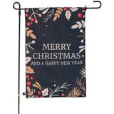 Merry Christmas and Happy New Year Garden Flag Double-Sided Outdoor Garden Flag and Flagpole Decorative Flag for Homes Yards and Gardens 12 x 18 Inch Flag with 36 Inch Flagpole