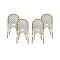 Brandon Outdoor French Bistro Chair Set of 4 Gray White Bamboo Finish