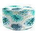 Jordan Manufacturing 24 Gardenia Seaglass Blue Floral Round Outdoor Pouf Ottoman with Welt