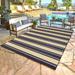 Gertmenian Paseo Castro Modern Striped Navy Outdoor Area Rug 6x9