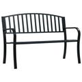 Dcenta Metal Garden Bench Patio Porch Chair with Curved Armrest Steel Frame Outdoor Bench Black for Backyard Balcony Lawn Furniture 49.2 x 20.9 x 32.3 Inches (W x D x H)