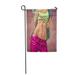 LADDKE Girl Young Woman in Pink Jeans Shows Beautiful Tummy Gorgeous Sport Adult Garden Flag Decorative Flag House Banner 28x40 inch