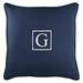 18 Navy Blue Sunbrella Square Indoor/Outdoor Monogram G Single Embroidered Throw Pillow