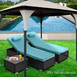3 Pieces Wicker Chaise Lounge Furniture Set with Table & Cushions SEGMART Outdoor Poolside Rattan Wicker Pool Chaise Lounge Chairs 2 Pillows for Backyard Deck Porch Garden 330lbs S1551