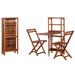 walmeck 3 Piece Folding Bistro Set Solid Acacia Wood