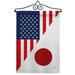 US Japan Friendship Flags of the World Impressions Decorative Vertical 13 x 18.5 Double Sided Garden Flag Set Metal Wall Hanger Hardware
