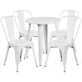 Flash Furniture Commercial Grade 24 Round White Metal Indoor-Outdoor Table Set with 4 Cafe Chairs